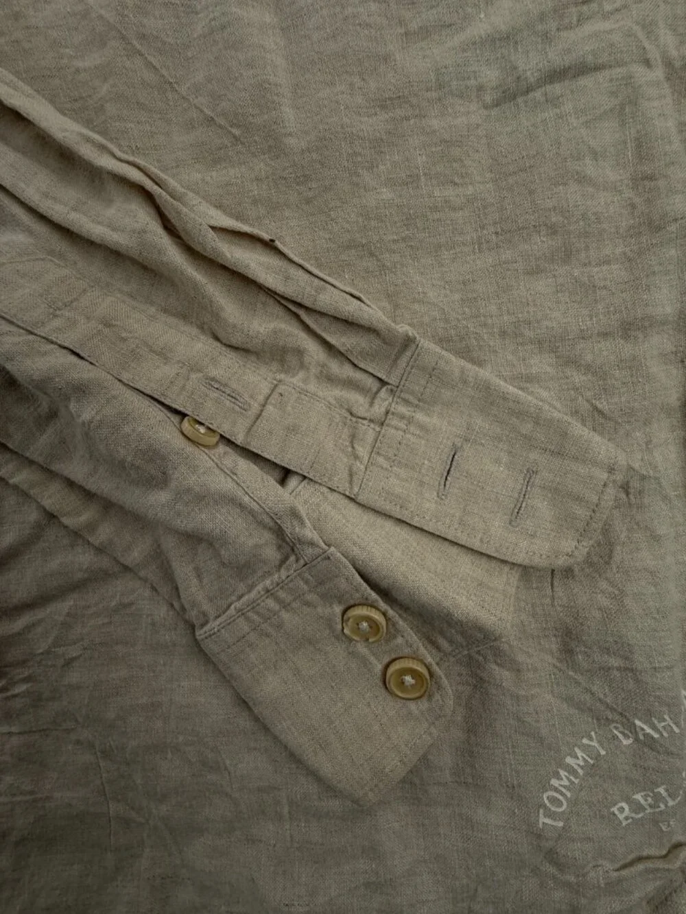 Tommy Bahama All Linen Button Up Shirt Men Long Sleeve Beige 2XL Breathable